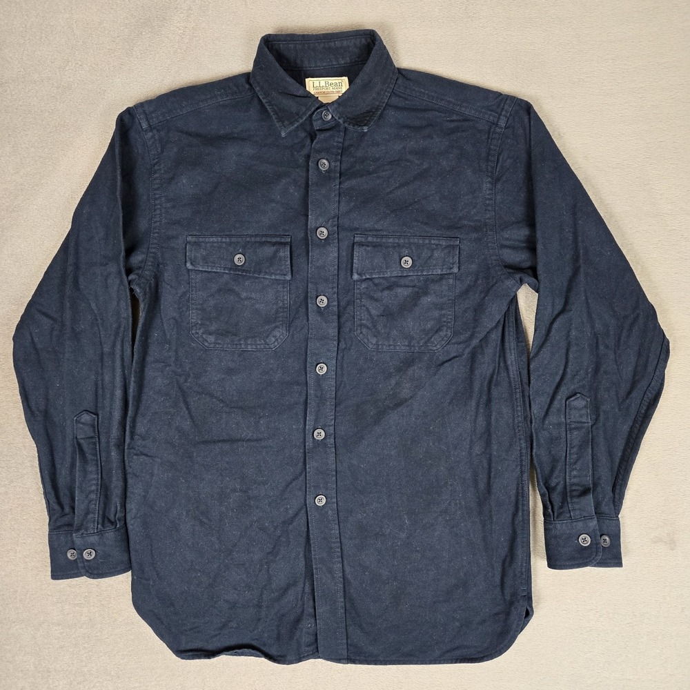L.L. Bean Shirt Men's Small Green Vintage Chamois Cloth Cotton Traditional Fit